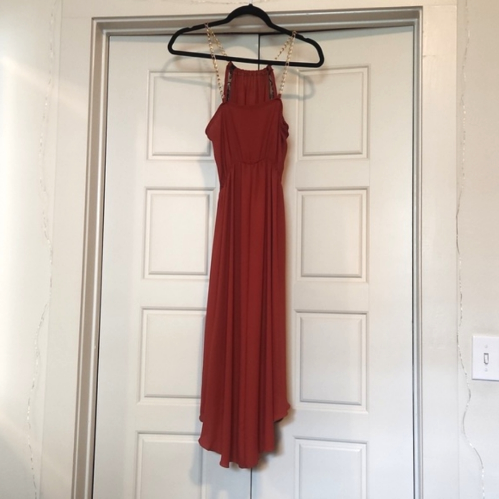Eunishop High Low Dress w/ Gold Chain Straps - Picture 2 of 14
